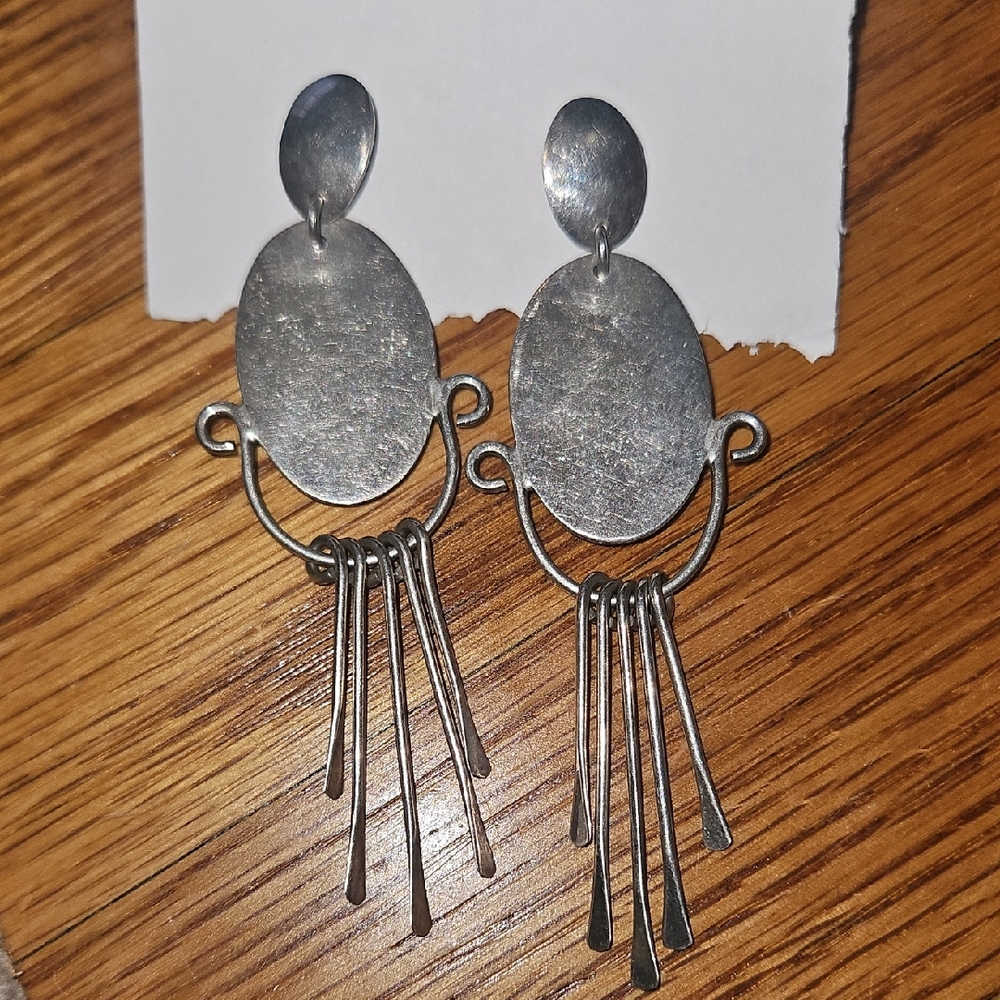 Vintage Luxury Large Chandelier 925 Mexico Silver Dangle Earrings